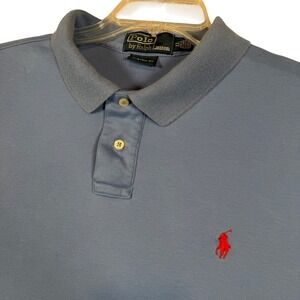 Polo Ralph Lauren Mens XL Custom Fit Polo Shirt Blue Red Logo